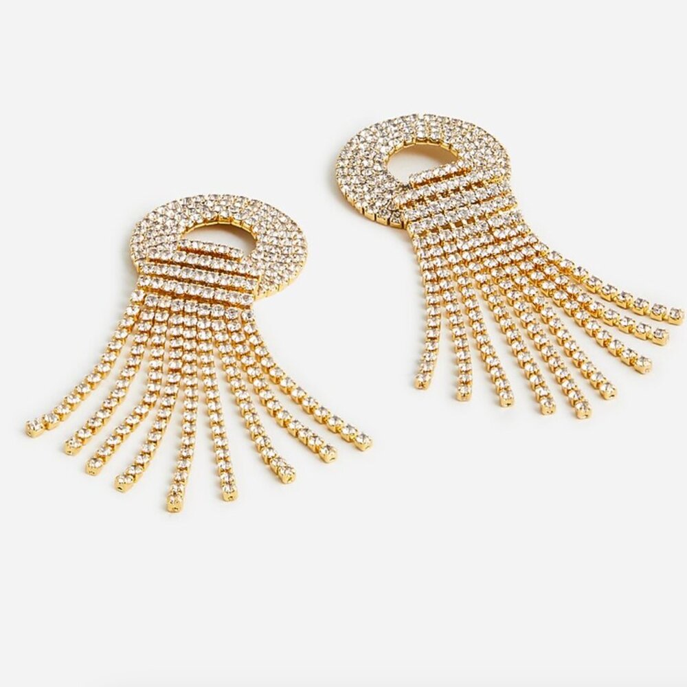 J. Crew Gold Crystal Fringe Earrings